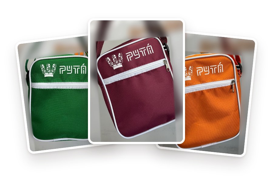 Shoulder bags da Pytá nas cores verde, vinho e laranja